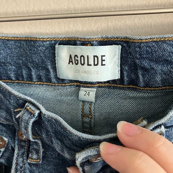 AGOLDE Riley High Rise Straight Crop Jean in Pastime Medium Wash Stretch 24 - Picture 6 of 10